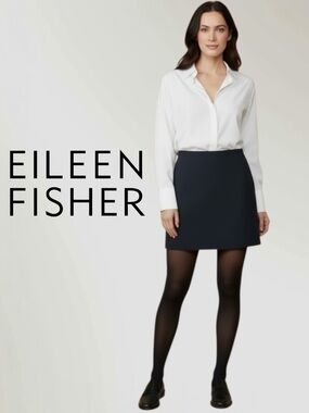 Eileen Fisher Washable Flex Ponte Mini Skirt Women’s Large Style: F4TJH Black